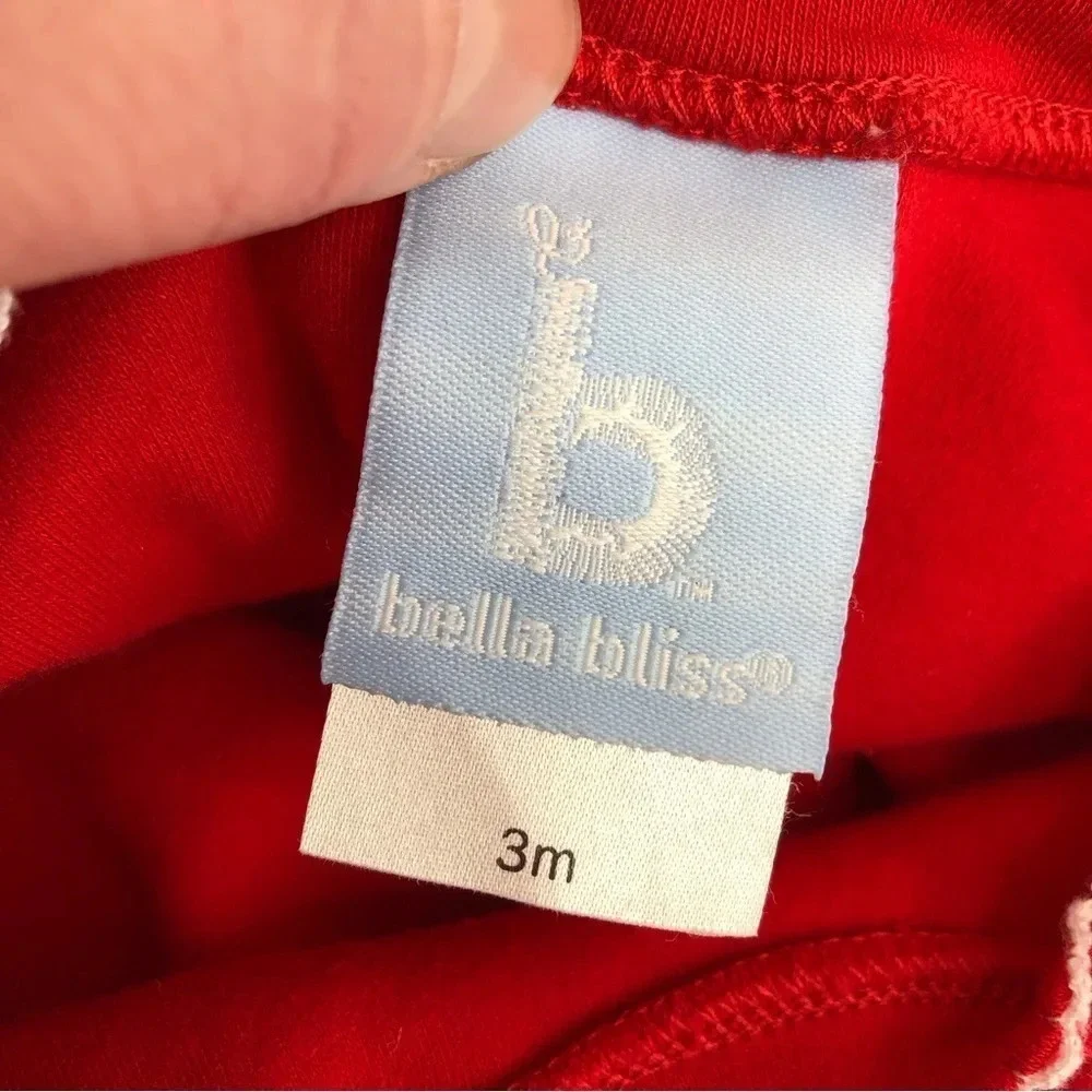 Bella Bliss Christmas pajamas red 2 piece set Snowman embroidery size 3 months‎